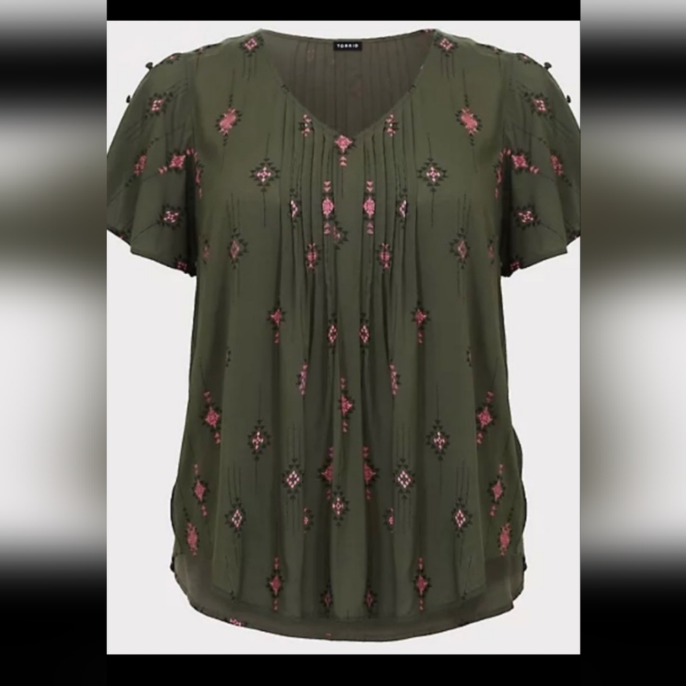 Torrid Green Geometric Top Plus Size 3x